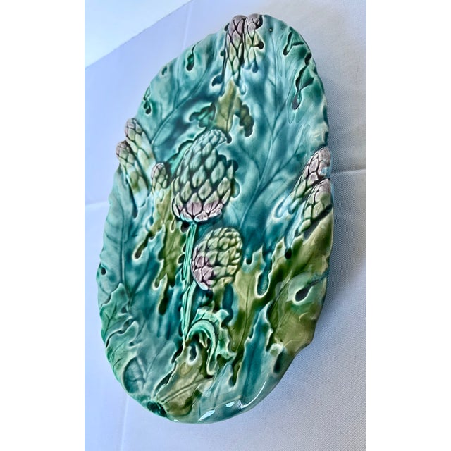 Antique French Lunéville Majolica Asparagus & Artichoke Platter by Keller & Guérin For Sale - Image 12 of 15