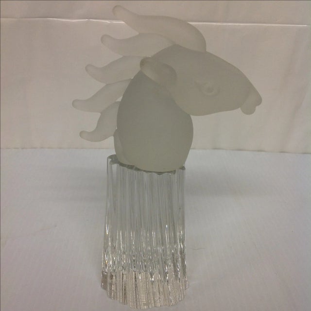 Seguso Horse Head Sculpture On Glass Base. Engraved marks on base.