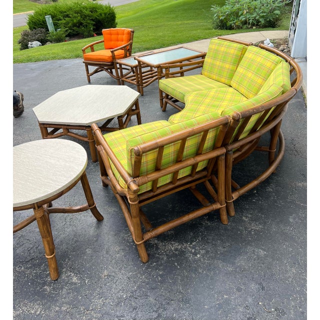 1970s Vintage Ficks Reed Corner Sofa Set 7 Pcs. For Sale - Image 5 of 12