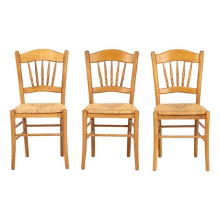 French Provincial Style Beech Side Chairs, 3 For Sale