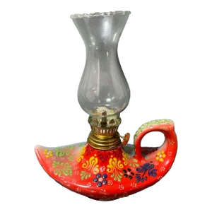 Aladdin Style Handmade Red Ceramic Turkish Oil Lamp