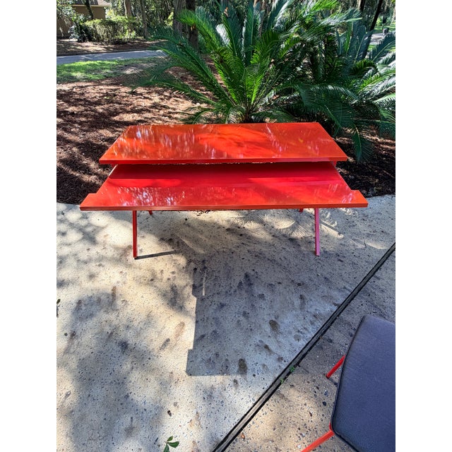2000 - 2009 Modern Red Lacquered Desk and Chair For Sale - Image 5 of 14