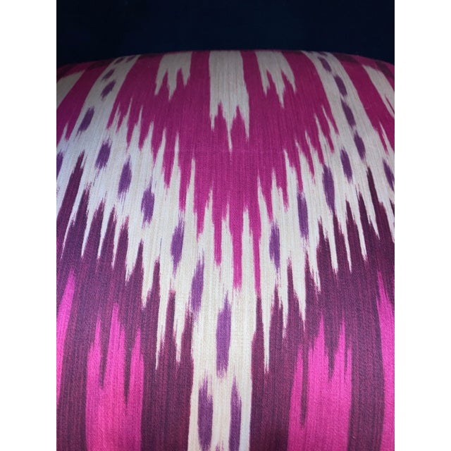 Pair of 20" Custom Pillows in Schumacher Bukhara Ikat Fuchsia, Pattern 176082 For Sale - Image 15 of 18