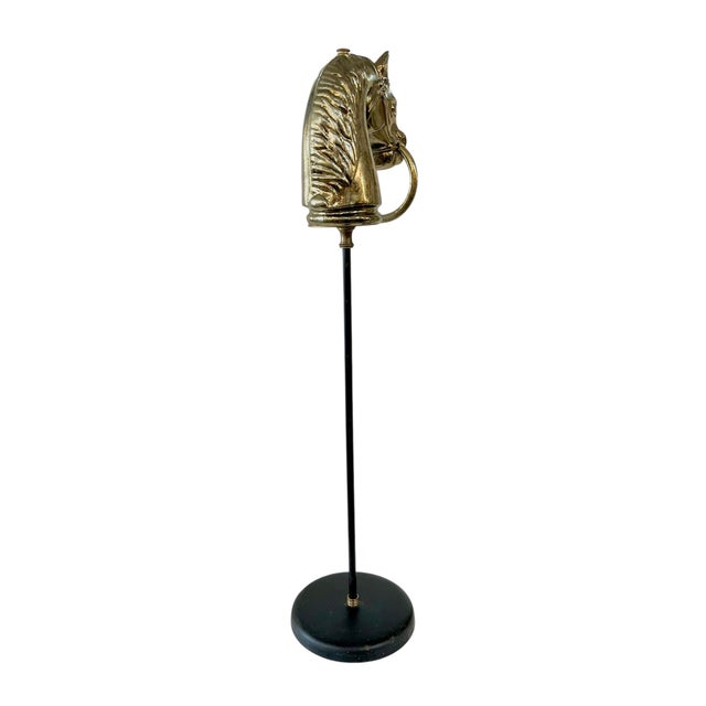 Mid-Century Modern Vintage Mid Century Brass Finish Race Horse Head on Stand For Sale - Image 3 of 12