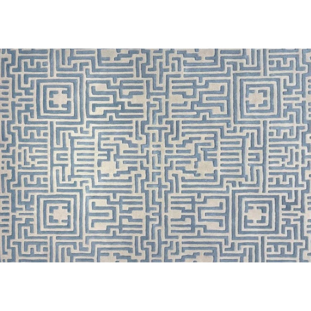 Theseus Hand-Tufted Maze Rug, Sky Blue, 8x10 For Sale