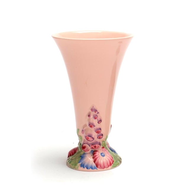 CLARICE CLIFF (1899-1972) NEWPORT POTTERY VASE With Foxglove Flower Detail My Garden flared vase with light pink ground,...