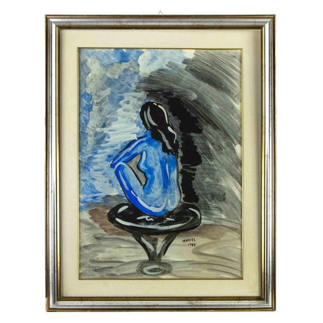 Grazia Mottes, Nude from the Back, Mixed Media, 1987 For Sale