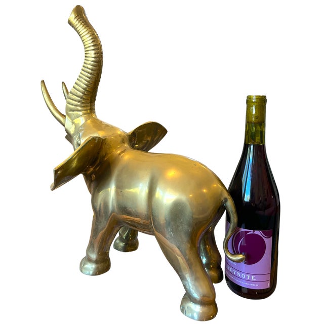 Metal Vintage 1970s Large Solid Brass Elephant Sculpture — Hollywood Regency Statement Piece For Sale - Image 7 of 11
