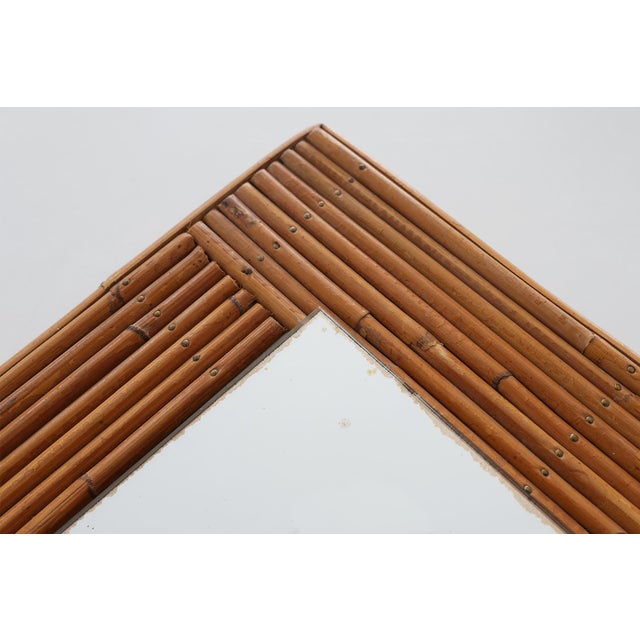 Mid-Century Square Rattan Mirror, France, 1960s For Sale - Image 4 of 11