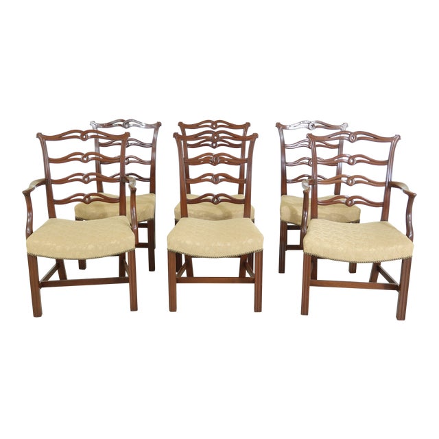 Virginia Craftsmen Ribbon Back Mahogany Dining Room Chairs Set