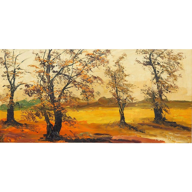 Morris Katz (Polish-American, 1932-2010), Contemporary Autumn Landscape, 1971, Oil Impasto On Board, Depicting leafless...