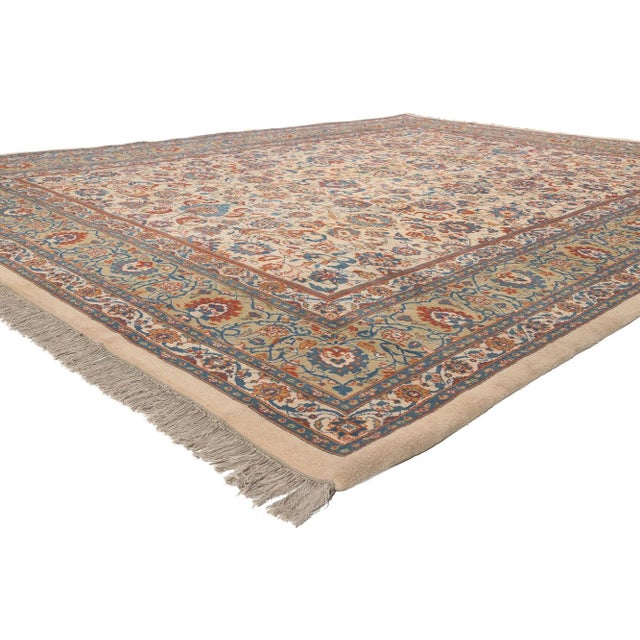 70265 Vintage Indian Tabriz Rug, 09’00 x 12’00. Traditional sensibility meets timeless elegance in this hand knotted wool...