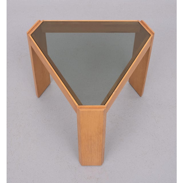 Beechwood Smoked Glass Side Tables by Porada Arredi, Italy, 1970s, Set of 2 For Sale - Image 9 of 12