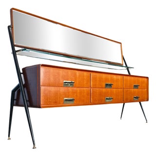 Mid-Century Italian Sideboard with Mirror by Silvio Cavatorta, 1950s For Sale