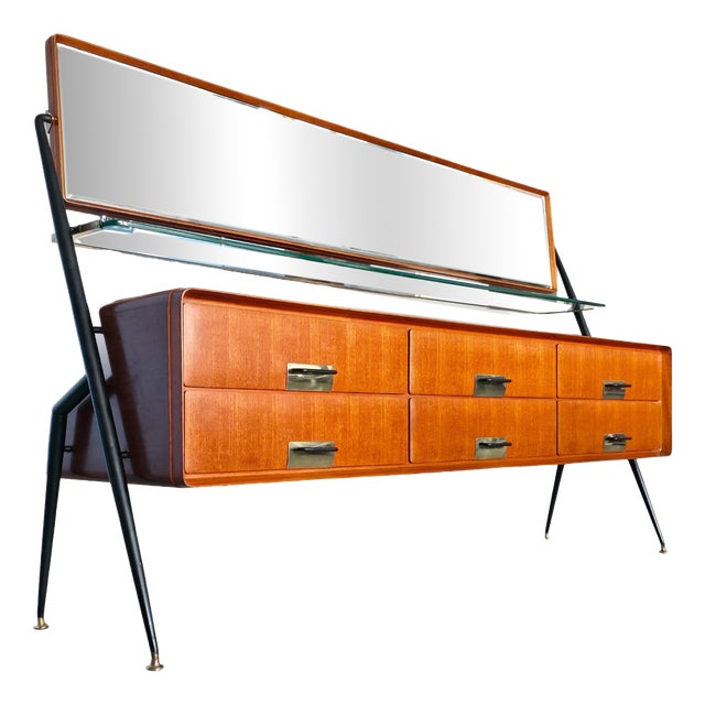 Mid-Century Italian Sideboard with Mirror by Silvio Cavatorta, 1950s For Sale