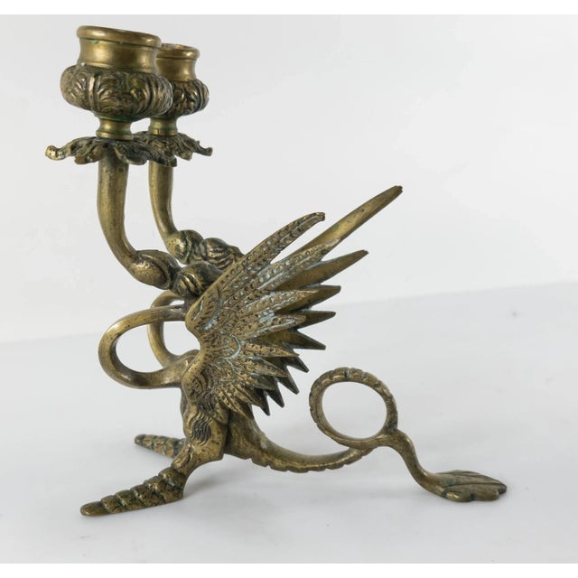 We are selling this mid-century Italian bronze candleholder. This candleholder is in the form of a winged dragon with two...