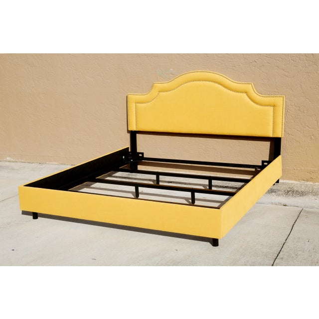 Upholstered King Size Bed in Mustard Yellow by Skyline Furniture Chairish