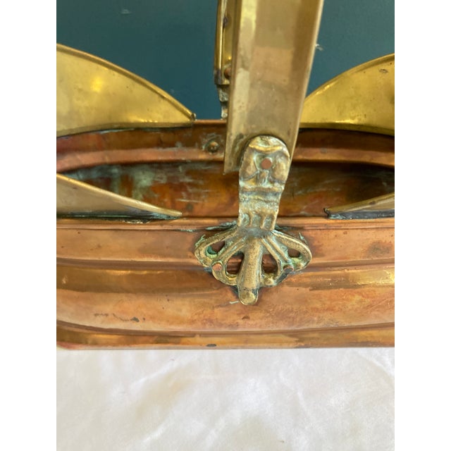 Mid 20th Century Vintage Brass & Copper Basket With Handle For Sale - Image 4 of 8