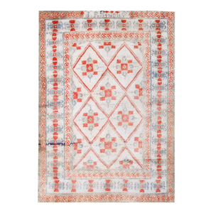 Beautiful Light Ivory White Background Color Geometric Design Antique Indian Cotton Agra Rug