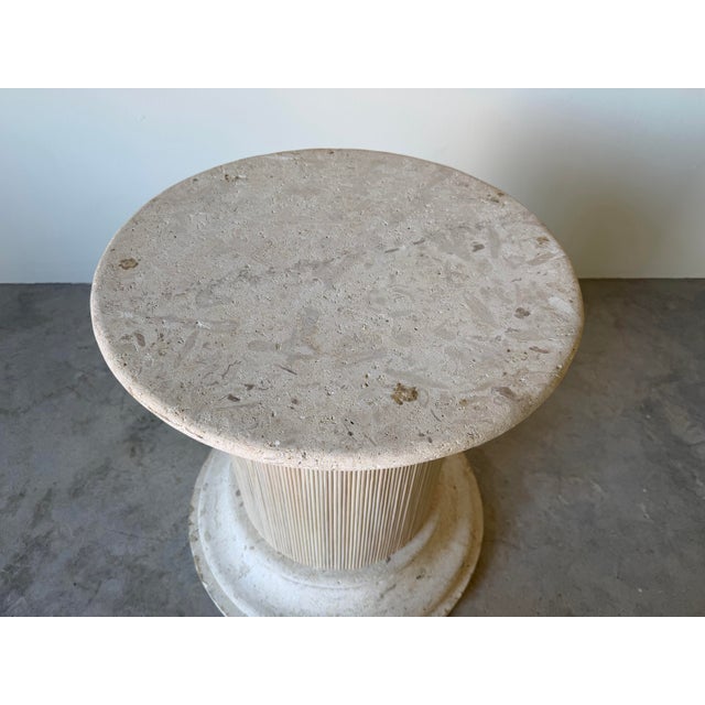 Vintage Coastal Coquina - Coral Stone & Rattan Pedestal Dining Table Base For Sale - Image 10 of 12