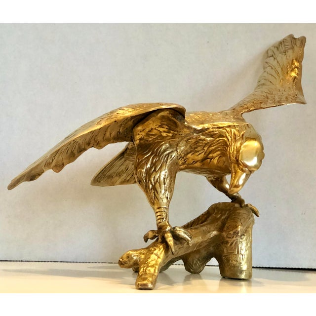 Cast Brass Eagle on a Branch Sculpture Chairish