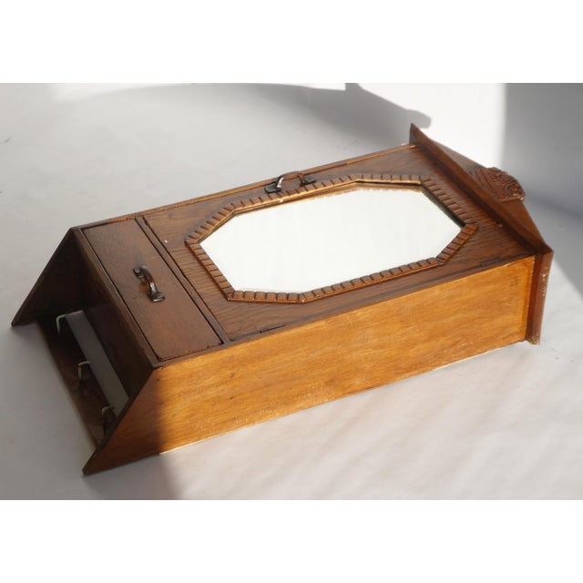 Vintage Art Deco Wooden Wall Cabinet with Mirror, 1920s For Sale - Image 6 of 11