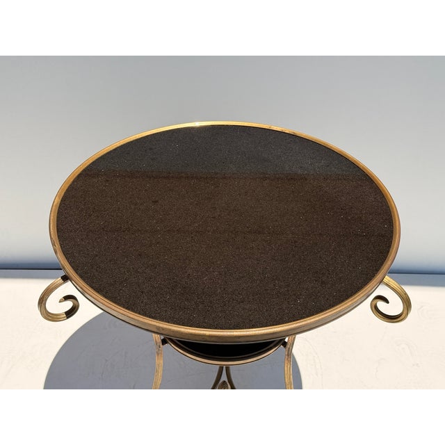 2000 - 2009 Brass and Black Granite Gueridon Table For Sale - Image 5 of 12