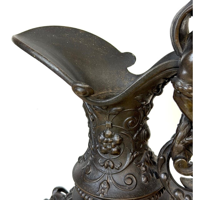 Metal 19th Century French Clodion-Style Bronzed Zinc Ewer with Bacchic Caryatid Handle For Sale - Image 7 of 18