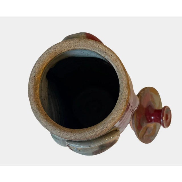 Ceramic Mid-Century Artisan Ceramic Glazed Lidded Vessel Singed For Sale - Image 7 of 13