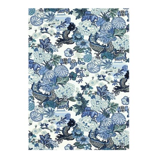 Schumacher Chiang Mai Dragon Fabric in China Blue - 5 Yard Piece For Sale