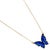 Metal Gold Spiritual Blue Enamel Butterfly Necklace For Sale - Image 7 of 8