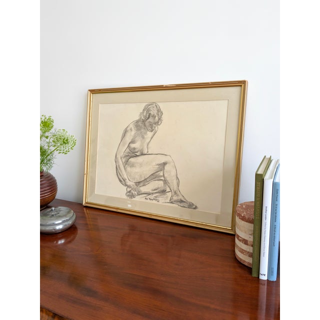 Vintage mid century charcoal female nude study Alexander MacPherson (1904-1970), a notable Scottish artist most well known...