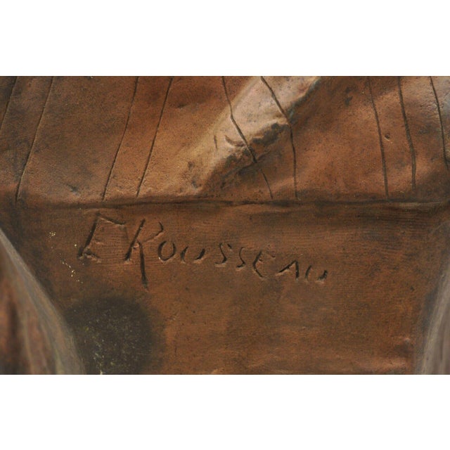 19th Century Antique E. Rousseau Cast Spelter Metal French Maiden Woman Bust Sculpture For Sale - Image 9 of 12