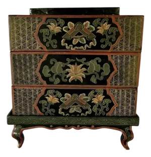 Japanese Lacquered Tiered Jewelry Box