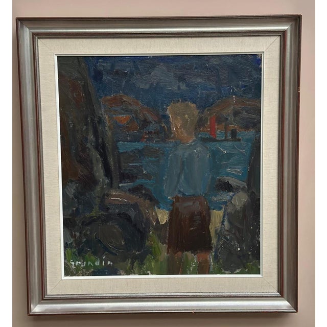 Original Swedish Oil on Canvas – “Figure” by Svan Grandin – Vintage – 66 × 71 cm (26" × 28") A striking figurative...