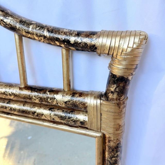 Vintage Alexander & Sheridan Rattan Mantel Mirror, Bespoke Faux Tortoiseshell Finish, Hollywood Regency - Newly Painted For Sale - Image 10 of 10
