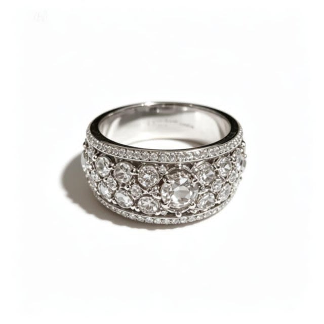Traditional Late 20th Century Size 6.75 14K White Gold Pink Fancy Diamond Fashion Ring Band Estate For Sale - Image 3 of 3