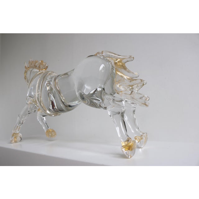 Mid-Century Italian Murano Glass Horse Sculpture with 24 Karat Gold by Arnaldo Zanella, 1970s For Sale - Image 11 of 18