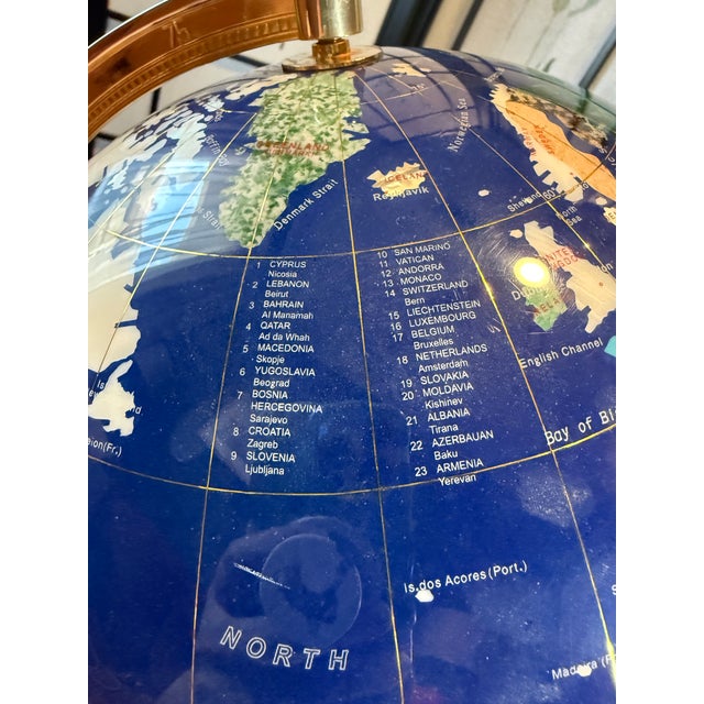 VTG Large Lapis Lazuli Globe W/ Semi Precious Stones 24 In For Sale In Las Vegas - Image 6 of 12
