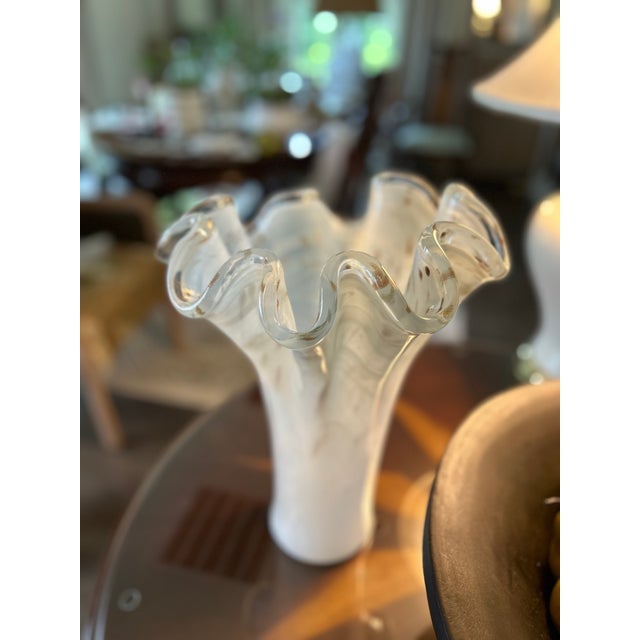 Traditional Italian Hand-Blown Art Glass by Tammaro Home, Murano-Style Handkerchief Vase For Sale - Image 3 of 10