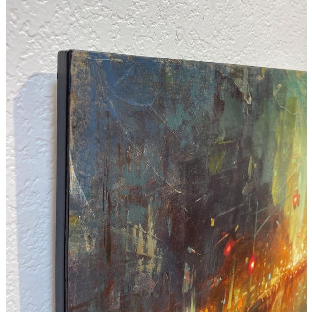 Contemporary NYC - Central Park West by Christopher Clark | Oil on wood panel City street scene at night For Sale - Image 3 of 5