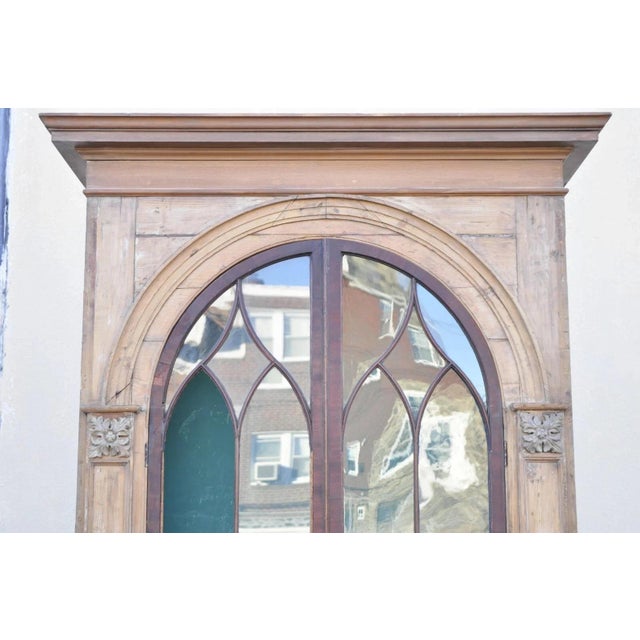 Renaissance Antique Italian Renaissance 109" Tall Carved Wood Gothic Cupboard Hutch Cabinet For Sale - Image 3 of 12