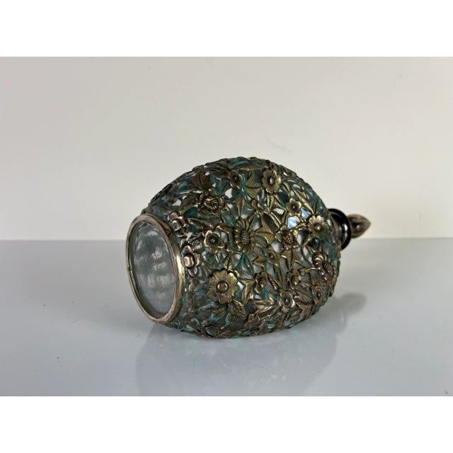 Antique Chinese Export Decanter & Stopper With Silver Overlay For Sale - Image 10 of 13