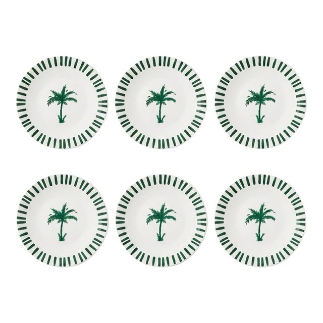 Set of Six Fern & Co. For Anthropologie "Palm Tree" Salad Plates For Sale