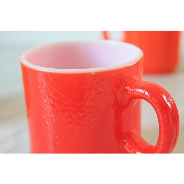 Vintage Hazel Atlas Milk Glass Mugs, 60's Orange Peel Texture S/6 For Sale - Image 9 of 12