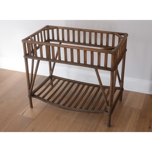 Vintage Rustic Boho Rattan Table With Shelf For Sale In San Francisco - Image 6 of 16