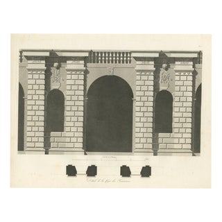 Louis-Pierre Baltard, Cour Des Fontaines, 1803, Copperplate Engraving For Sale