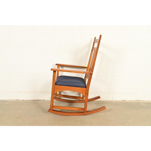 Stickley Harvey Ellis Collection Mission Inlaid Oak Arts & Crafts Rocking Chair For Sale - Image 11 of 14
