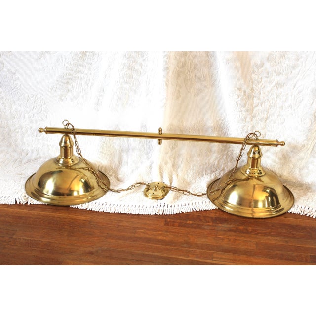 1970s 1970s Large Brass Double Pendant Fixture For Sale - Image 5 of 10