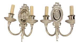 1920s Caldwell Small Silver Plated Sconces - Pair